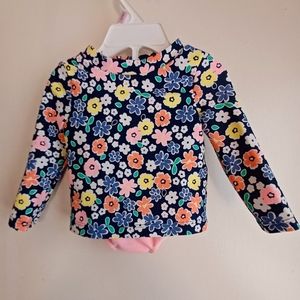 Baby Girl Flower Swimsuit - Two Piece with Long Sleeves - 6 months